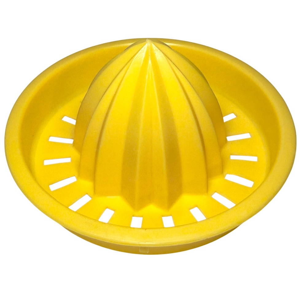 Yellow Plastic Manual Citrus Juicer Reamer with Seed Strainer 4.25 Inch Diameter